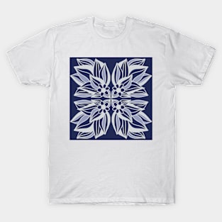 Symmetrical Purple and White Flower Design T-Shirt